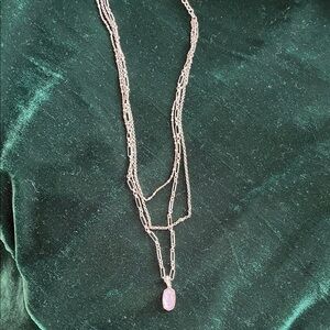 Kendra Scott 3-layered silver necklace with lavender pendant